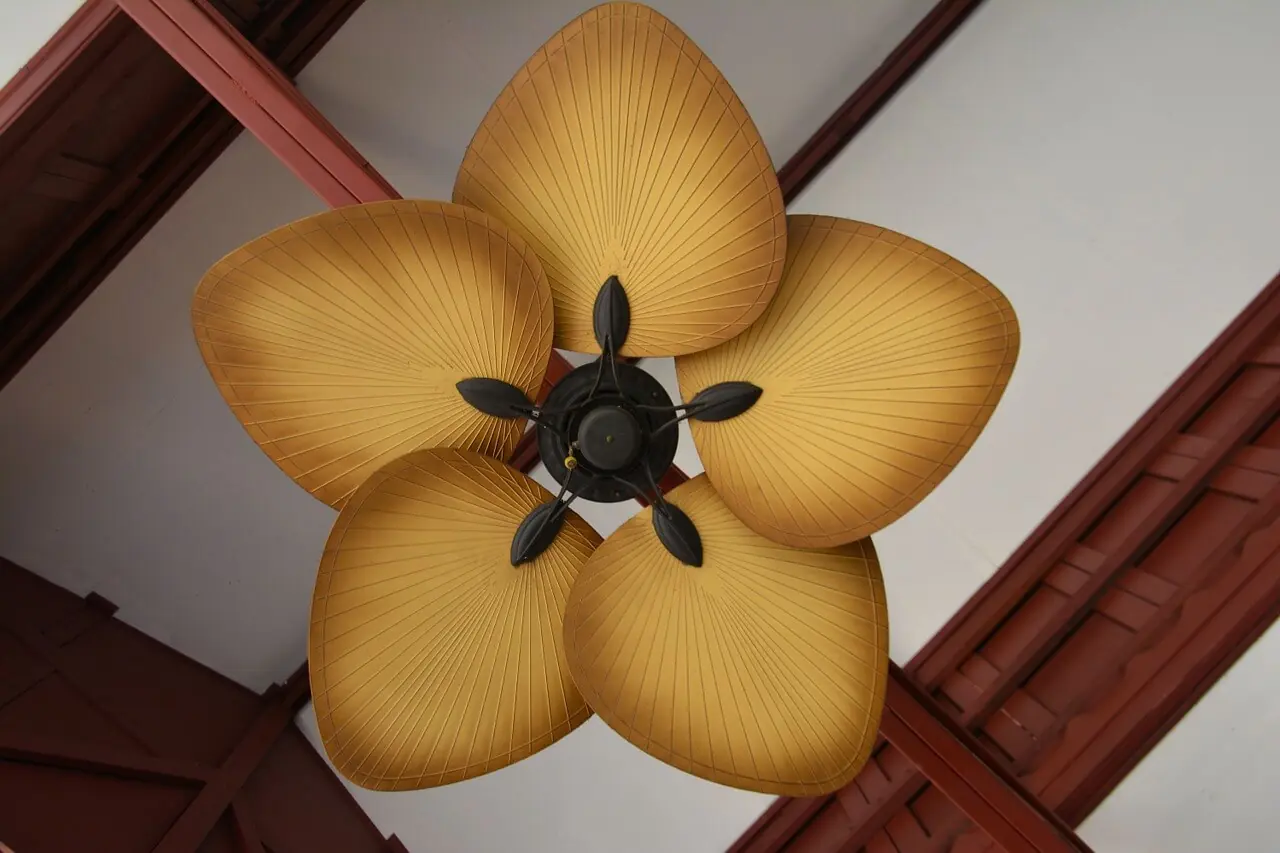 Ceiling fan with large yellow fan blades
