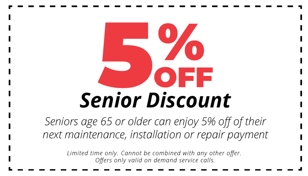 5% off senior discount for hvac maintenance installation or repair services coupon