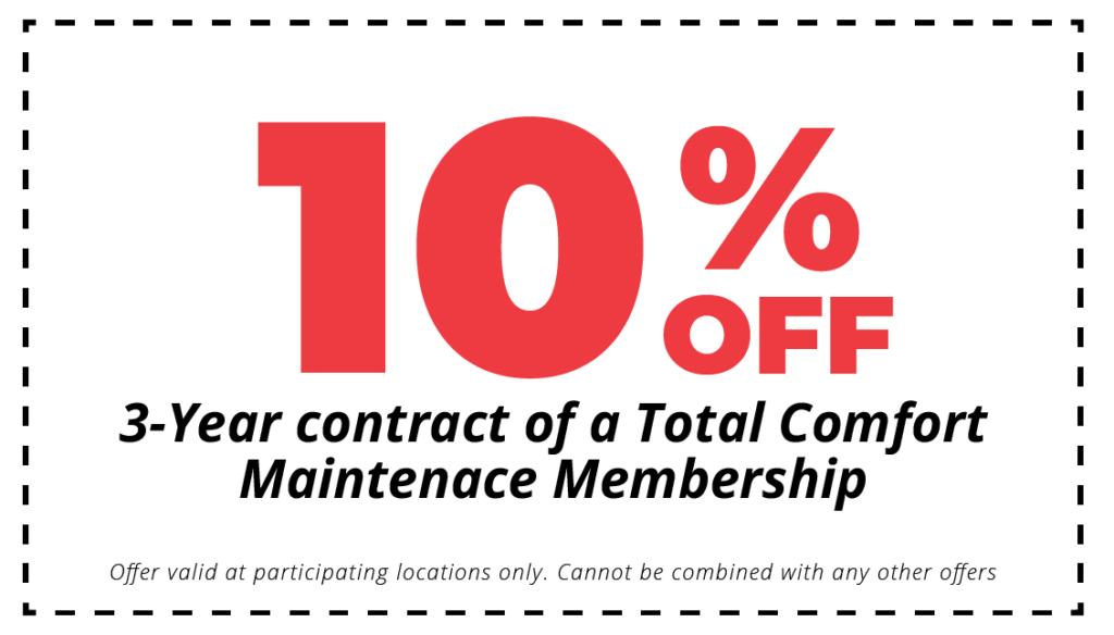 10% off 3 year contract total comfort hvac maintenance plan coupon